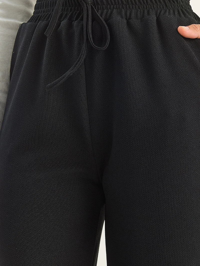 Bianco Lucci Black LUCCI High Waist Wide Leg Pants for Women | Best Price UAE